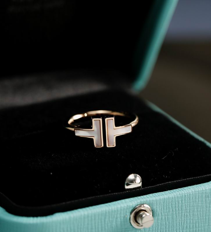 T-Motif Ring, Stone-Set, Rose Gold Tone