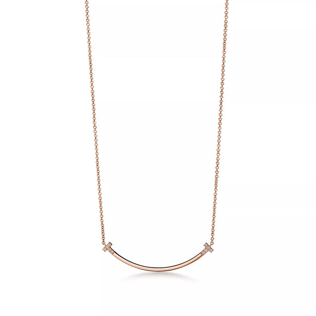 Smile Bar Pendant Necklace, Rose Gold Tone