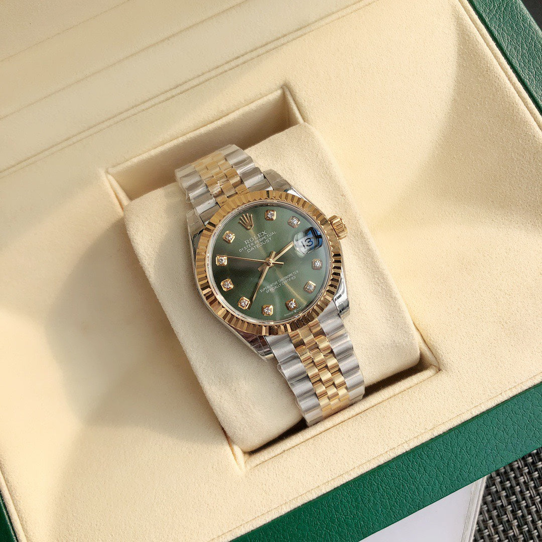 Classic Date Watch, Yellow Gold Tone, Steel, 31 mm