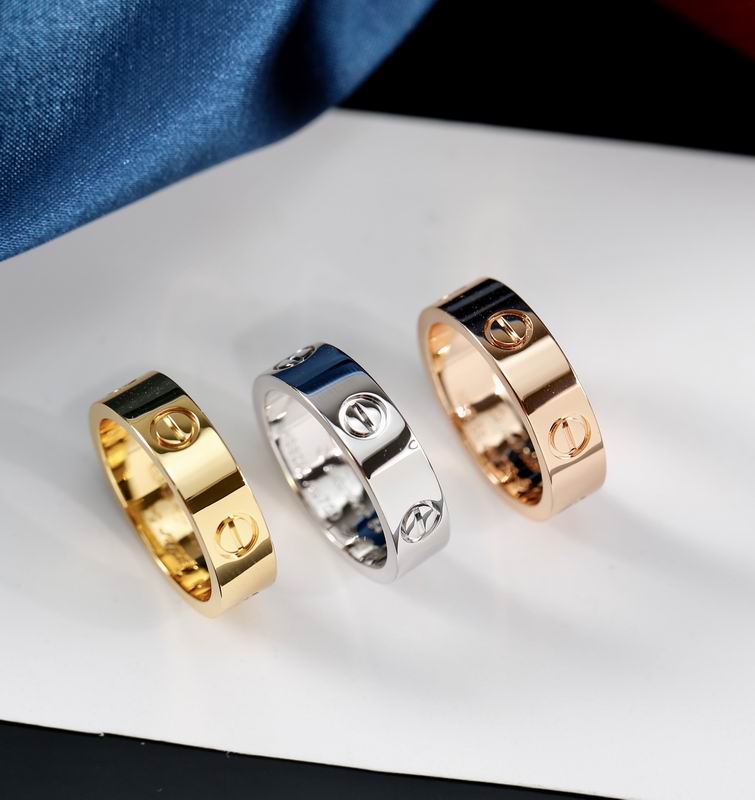 Screw-Motif Band Ring, Classic Model, White Gold Tone