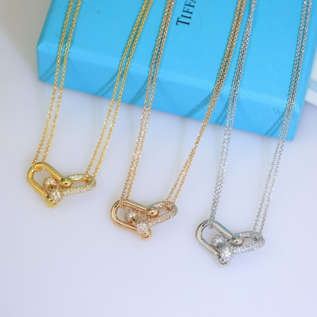 Link Pendant Necklace, Yellow Gold Tone