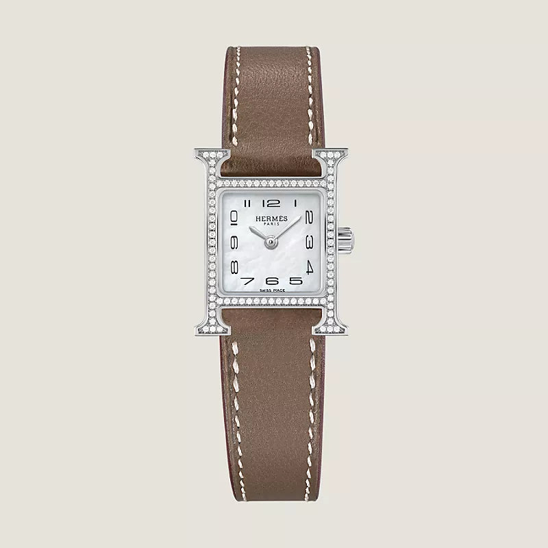 H-Case Watch, Steel, Stone-Set, Mini Model, 21 mm