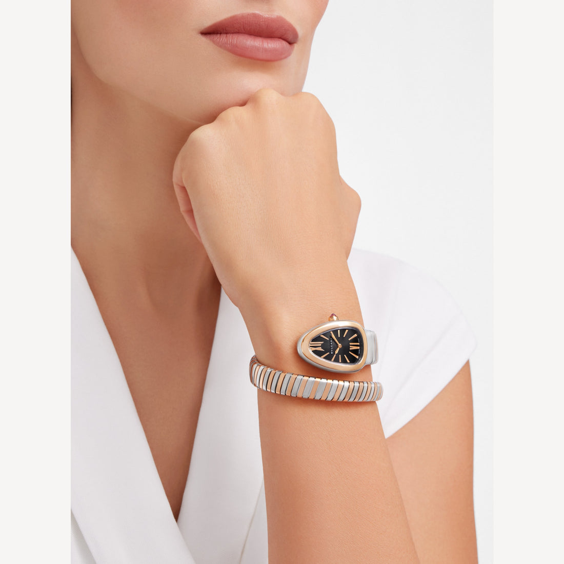 Coiled Band Watch, Rose Gold Tone, Steel, 35 mm, Size S