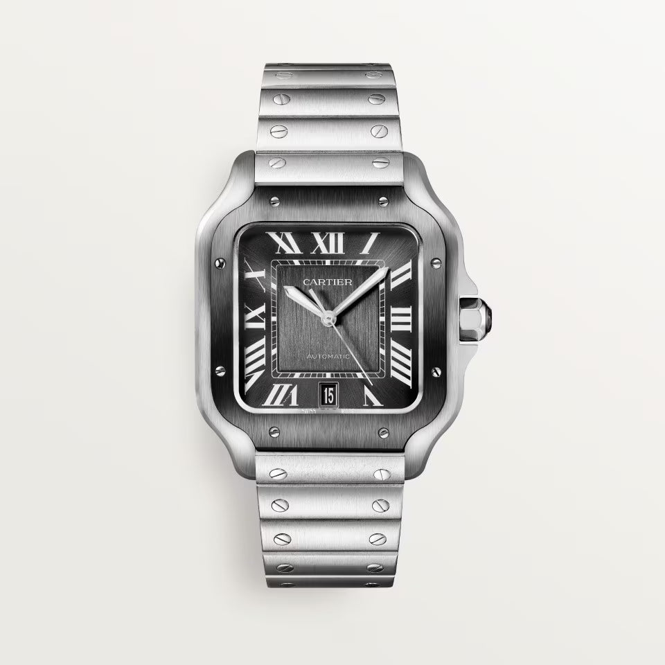 Square Case Watch, Steel, Large Model