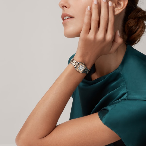 Square Link-Bracelet Watch, Rose Gold Tone, Stone-Set, Small Model
