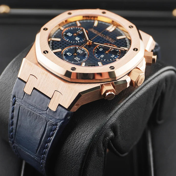Octagonal Bezel Watch, 18K, Rose Gold Tone, 41 mm