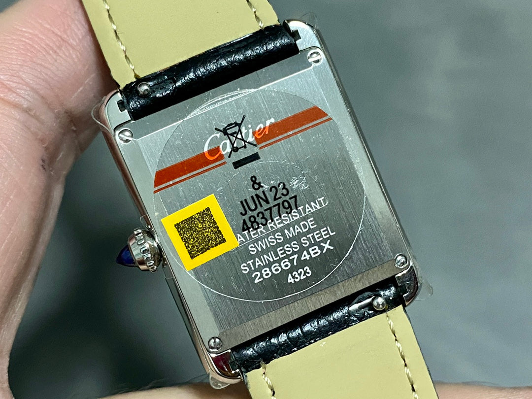 Rectangular Case Watch, White Gold Tone, White, Large Model