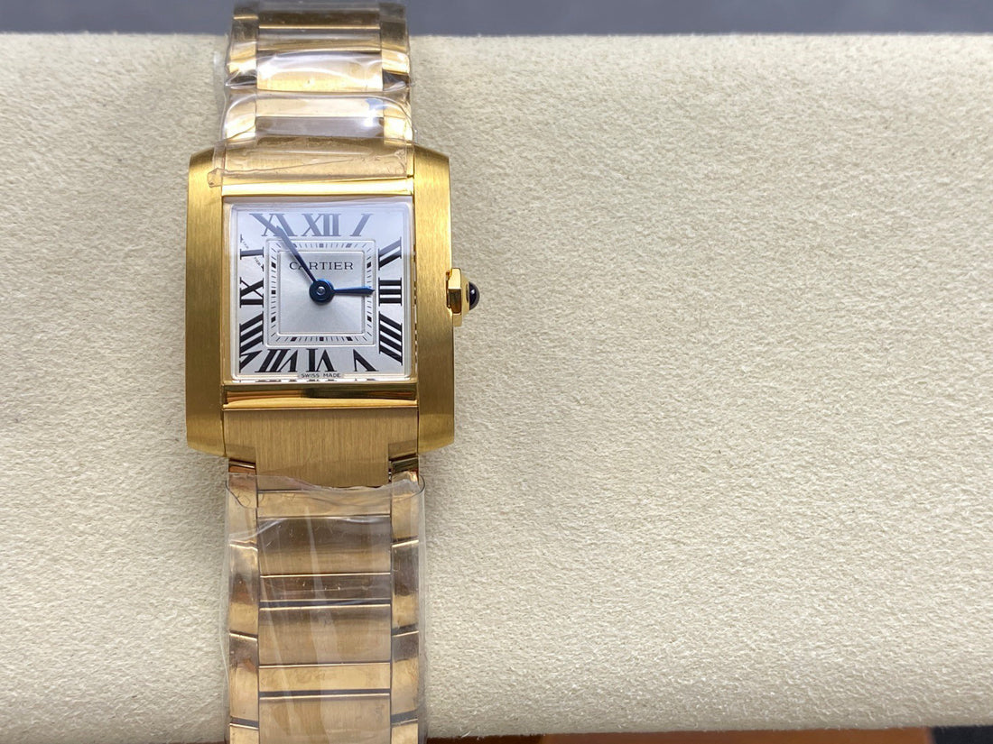 Rectangular Case Watch, Yellow Gold Tone, Small Model