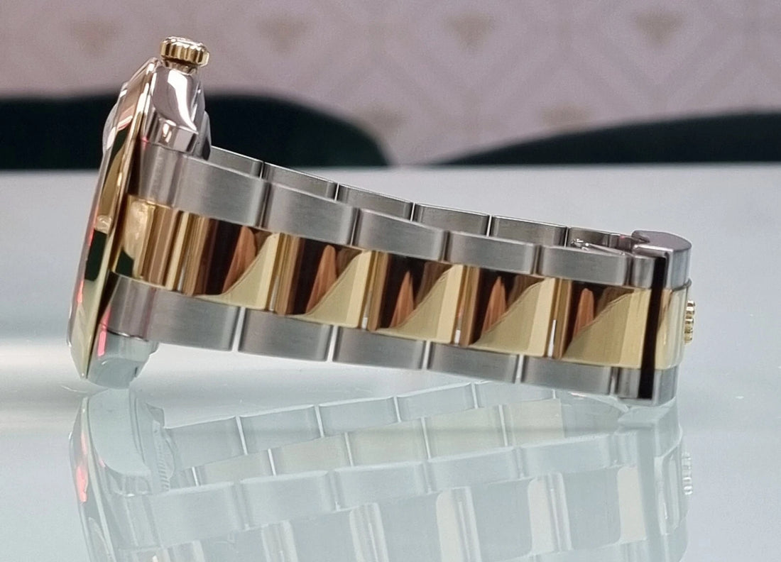 Classic Date Watch, Yellow Gold Tone, Stone-Set, 28 mm