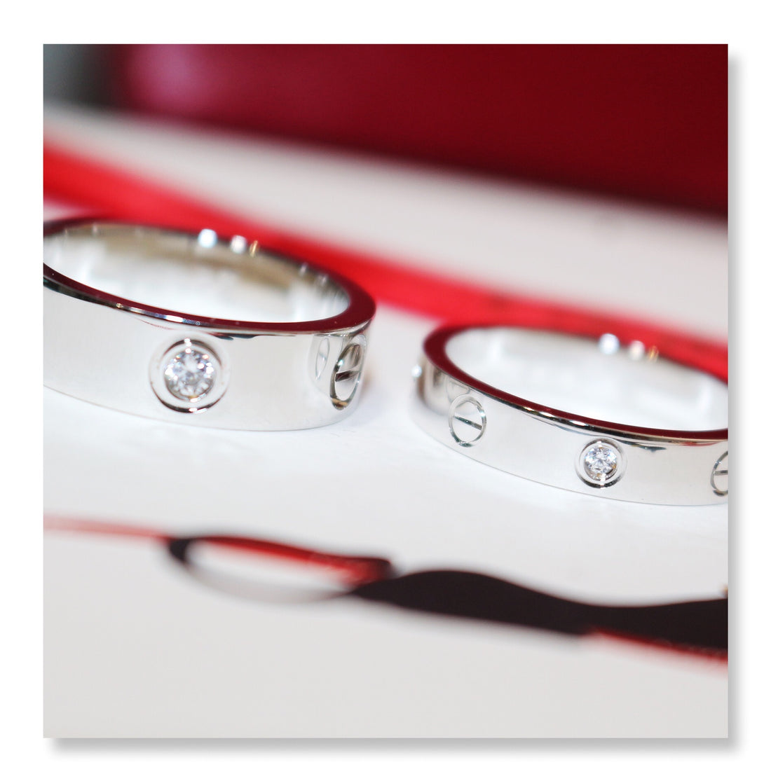 Screw-Motif Band Ring, Stone-Set, Rose Gold Tone