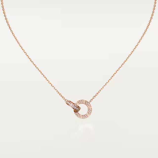 Screw-Motif Pendant Necklace, Stone-Set, Rose Gold Tone