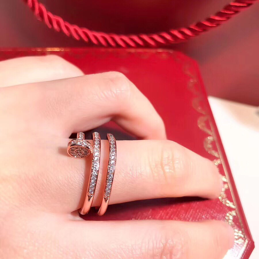 Wrapped Nail Ring, Stone-Set, Rose Gold Tone