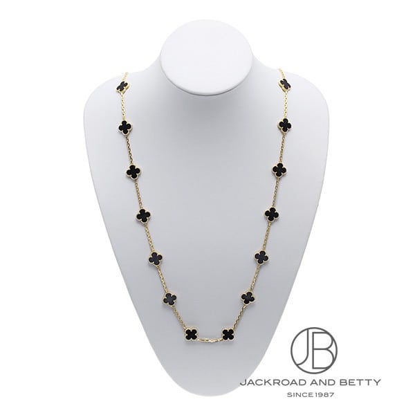 Quatrefoil Long Necklace, 20 Motifs, Rose Gold Tone, Malachite