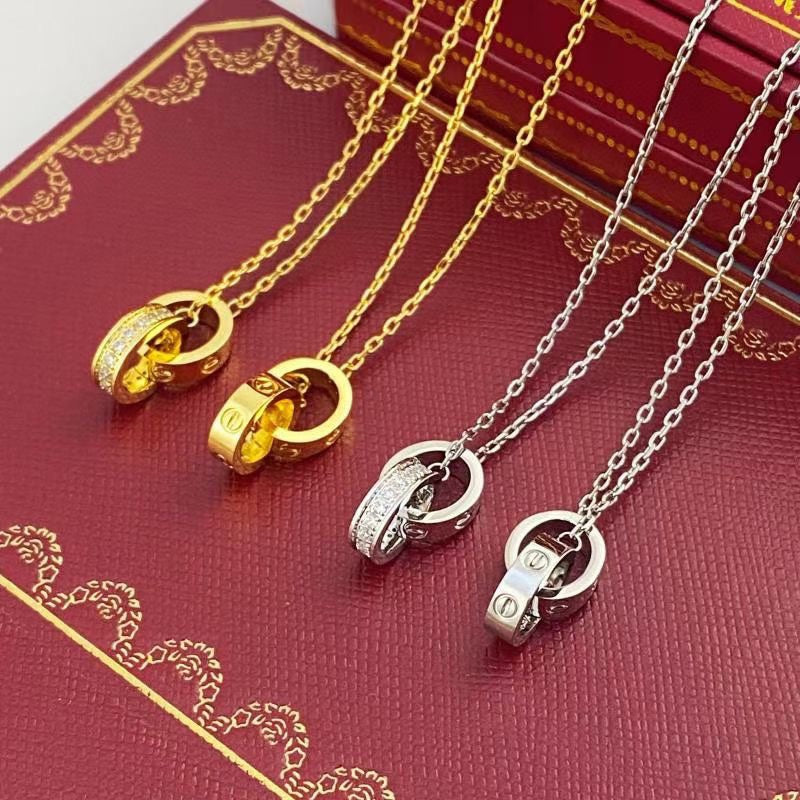 Screw-Motif Pendant Necklace, Yellow Gold Tone