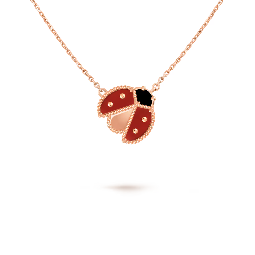 Butterfly Motif Necklace, Rose Gold Tone, Onyx