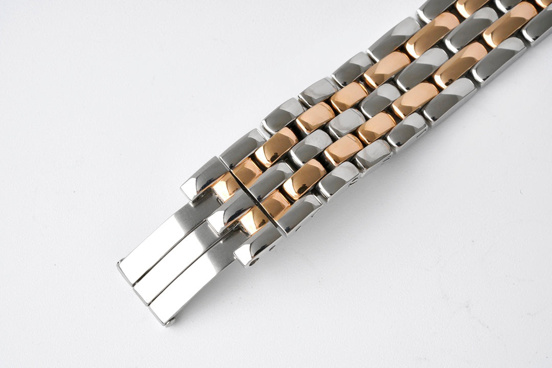 Square Link-Bracelet Watch, Rose Gold Tone, Stone-Set, Medium Model