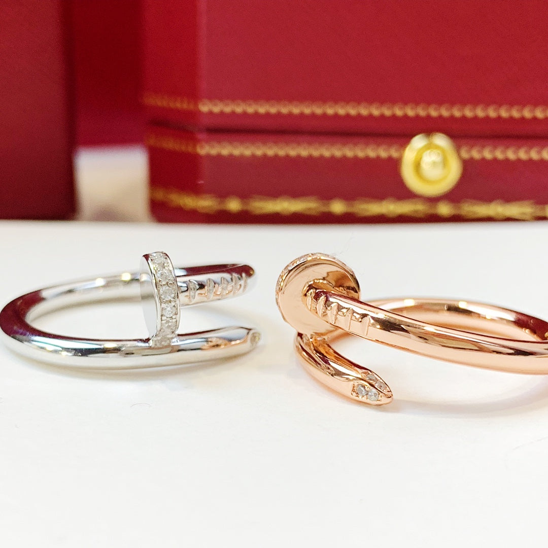 Wrapped Nail Ring, Stone-Set, White Gold Tone