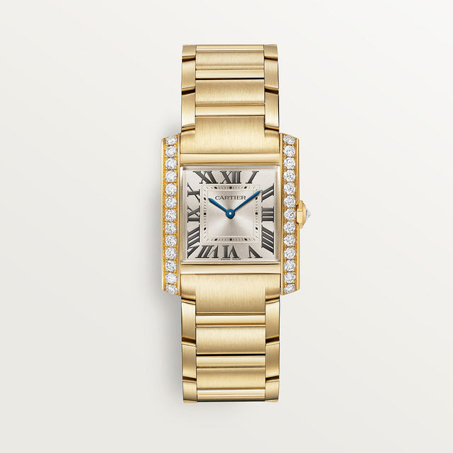 Rectangular Case Watch, Yellow Gold Tone, Stone-Set
