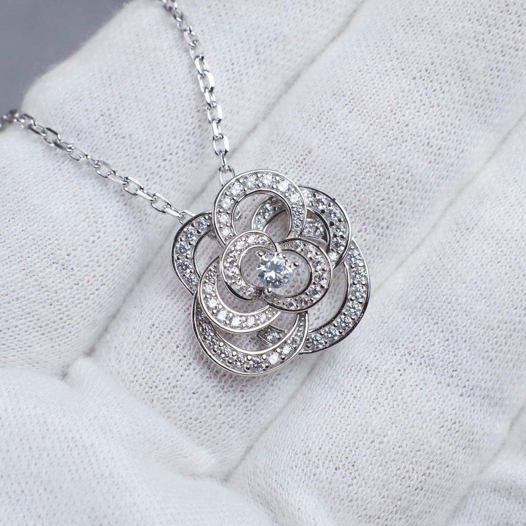 Chain Necklace, White Gold Tone
