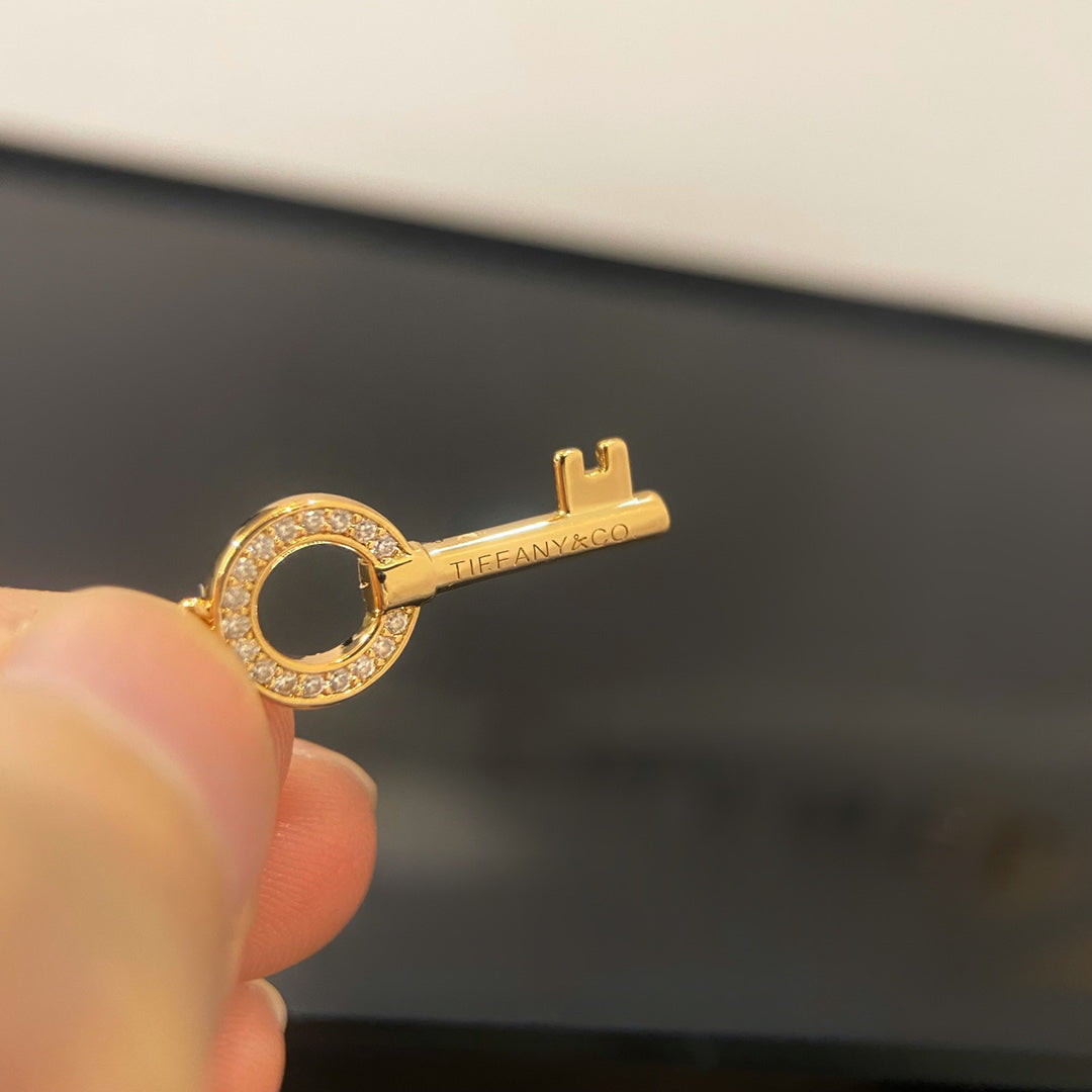 Key Pendant Necklace, Rose Gold Tone