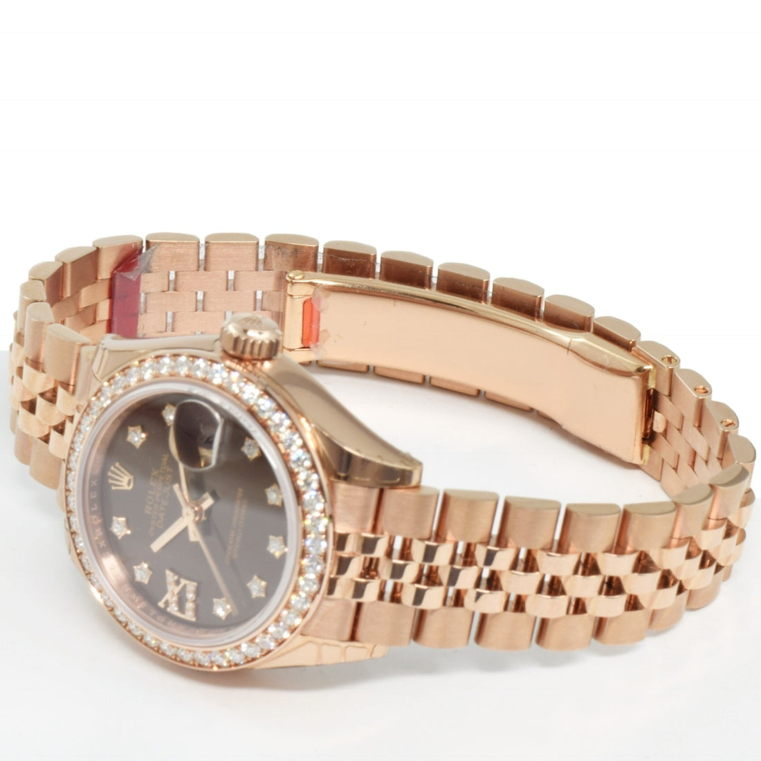 Classic Date Watch, Rose Gold Tone, Stone-Set, 28 mm