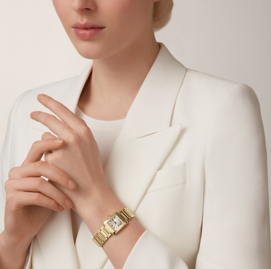 Rectangular Case Watch, Yellow Gold Tone, Small Model