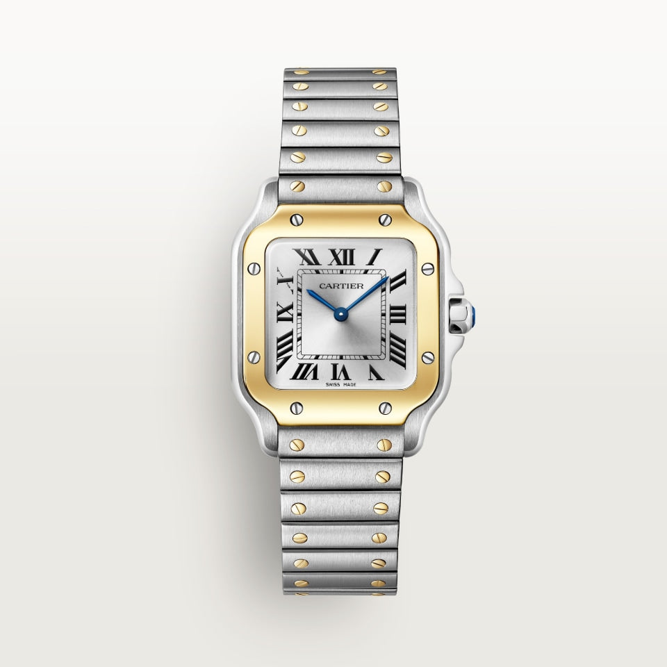 Square Case Watch, Yellow Gold Tone, Steel, Small Model