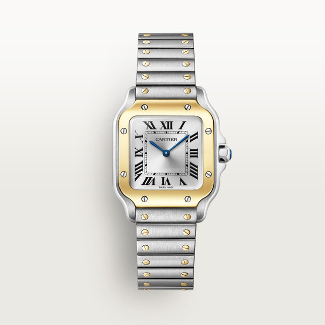 Square Case Watch, Yellow Gold Tone, Steel, Small Model