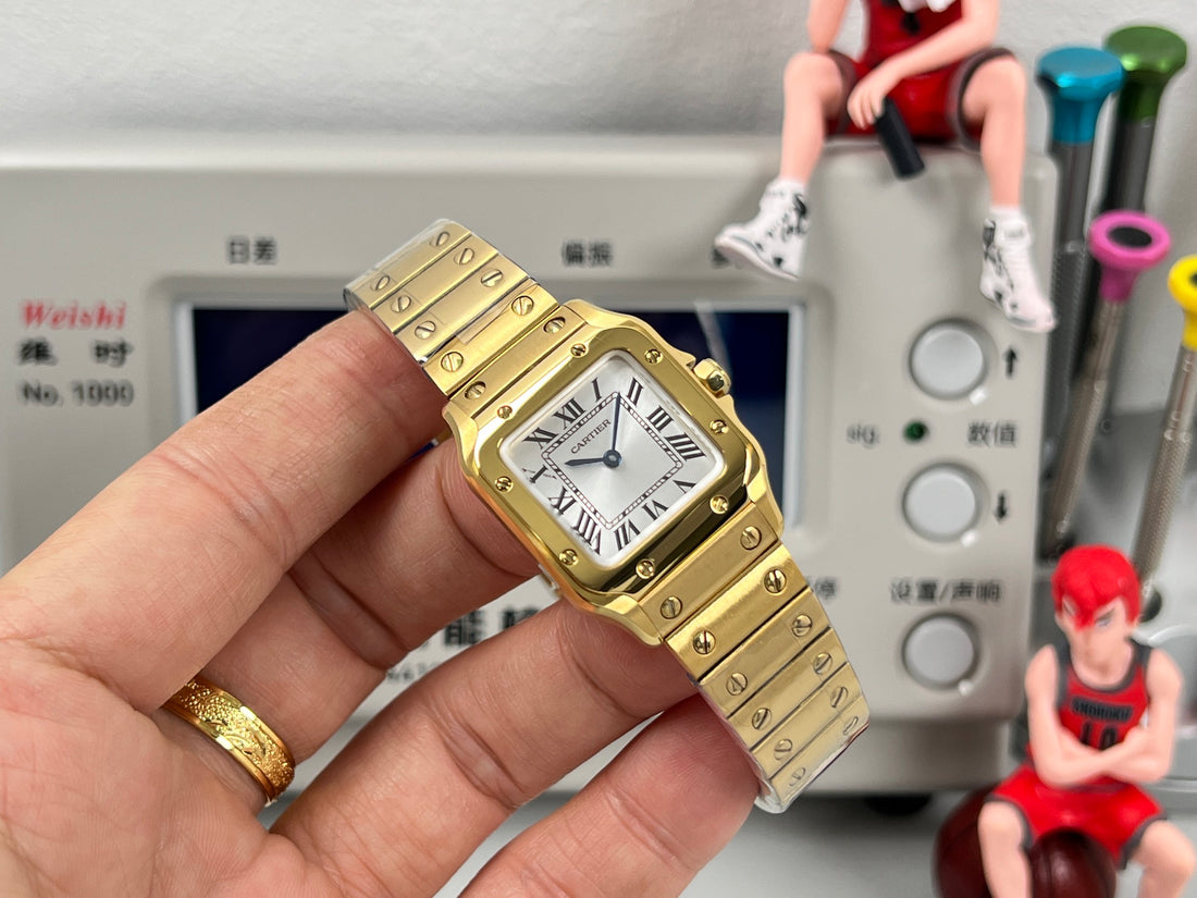 Square Case Watch, Yellow Gold Tone, Small Model