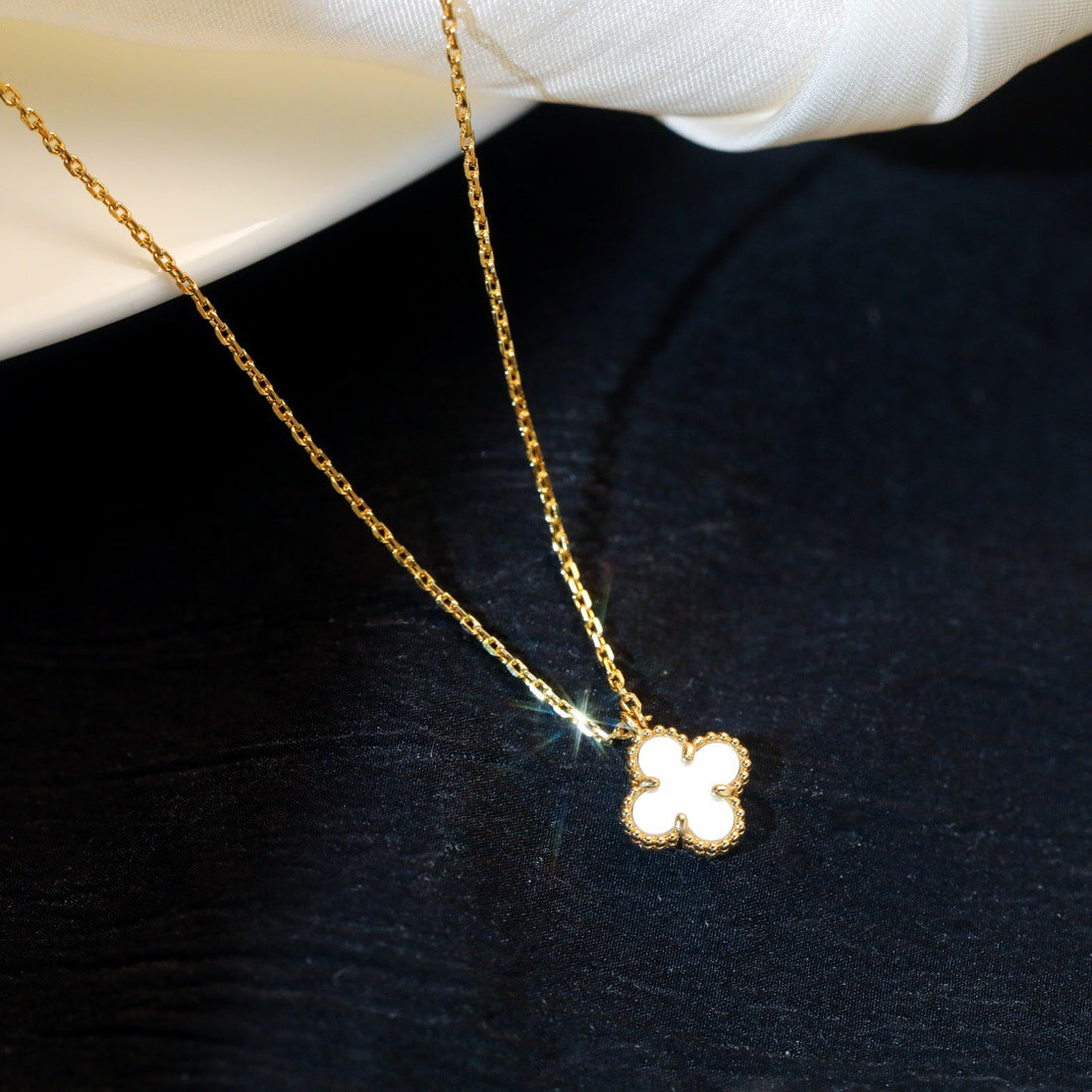 Quatrefoil Pendant Necklace, Yellow Gold Tone