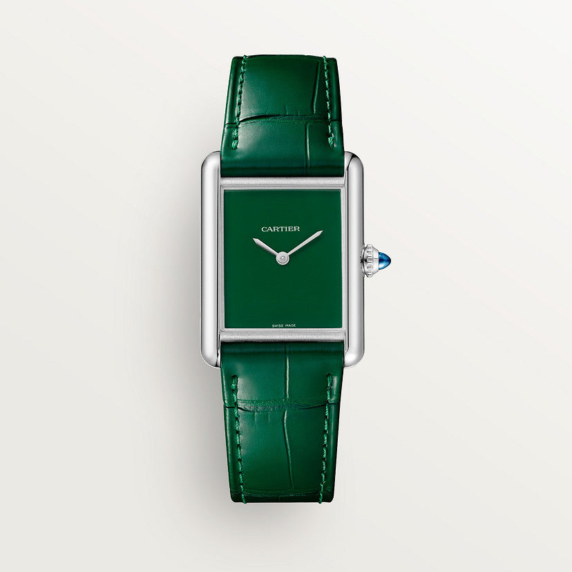 Rectangular Case Watch, White Gold Tone, White, Large Model