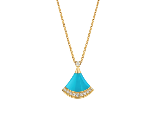 Fan-Motif Necklace, Yellow Gold Tone