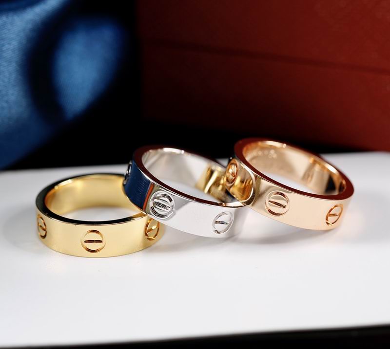 Screw-Motif Band Ring, Classic Model, White Gold Tone