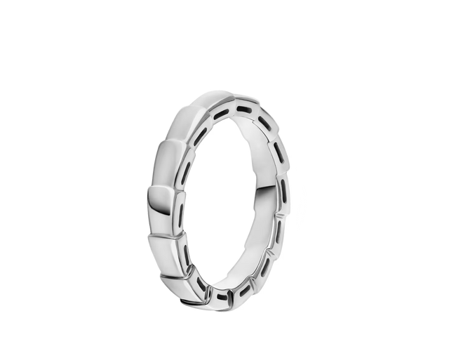 Snake-Scale Ring, White Gold Tone