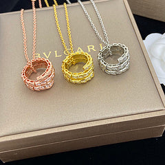 Snake-Scale Necklace, Rose Gold Tone, Stone-Set