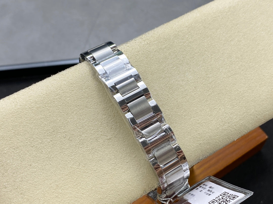 Round Domed Case Watch, White Gold Tone, Stone-Set, White, Small Model