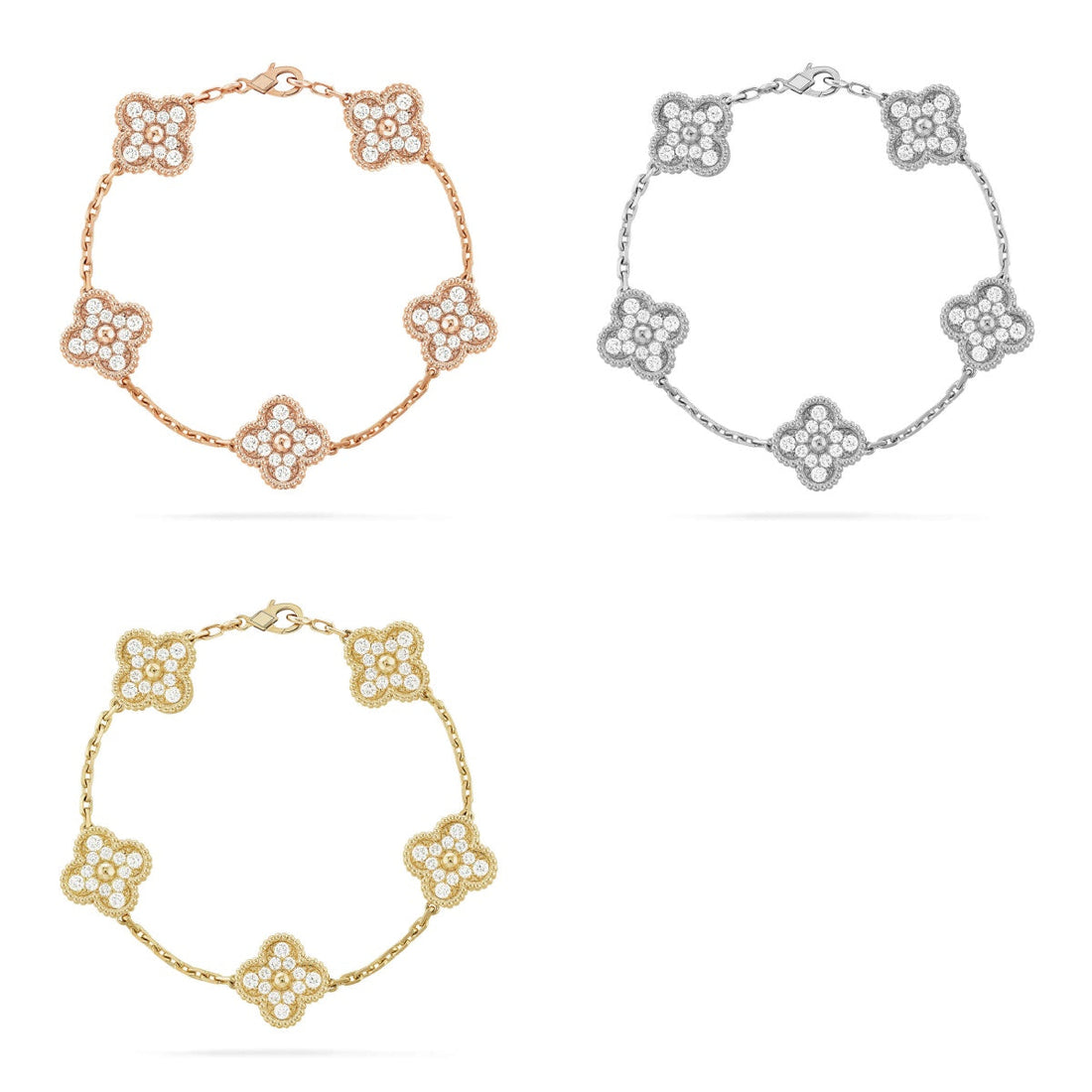 Quatrefoil 5 Motifs Bracelet, Pavé