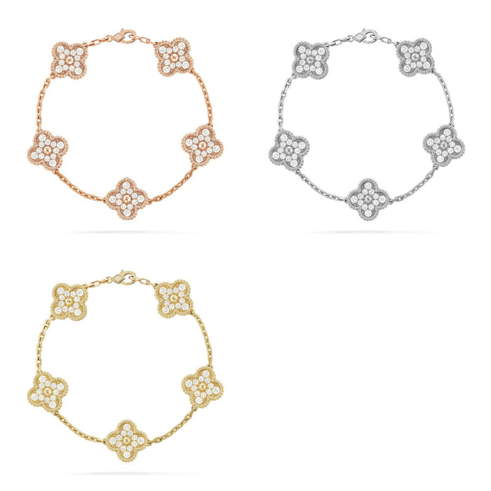 Quatrefoil 5 Motifs Bracelet, Pavé