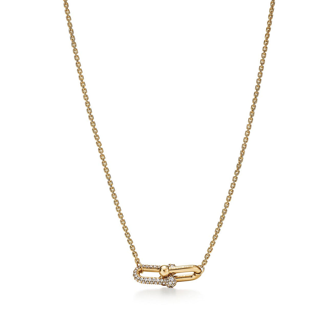 Link Pendant Necklace, Yellow Gold Tone, Stone-Set