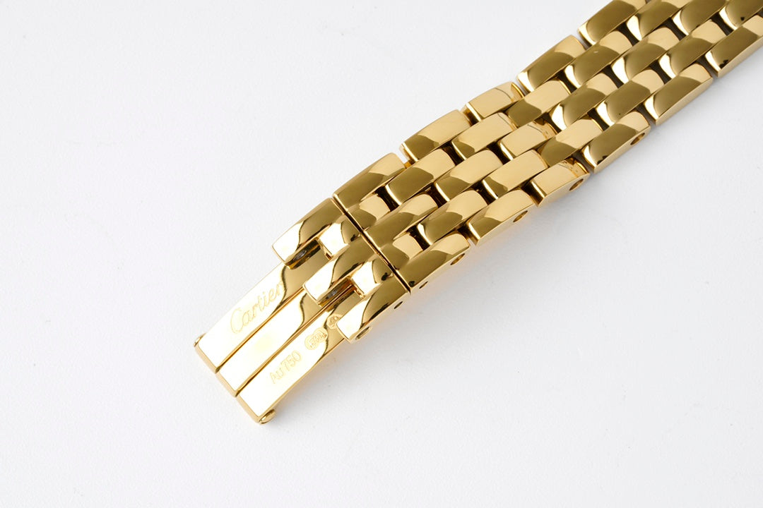 Square Link-Bracelet Watch, Yellow Gold Tone, Stone-Set, Small Model