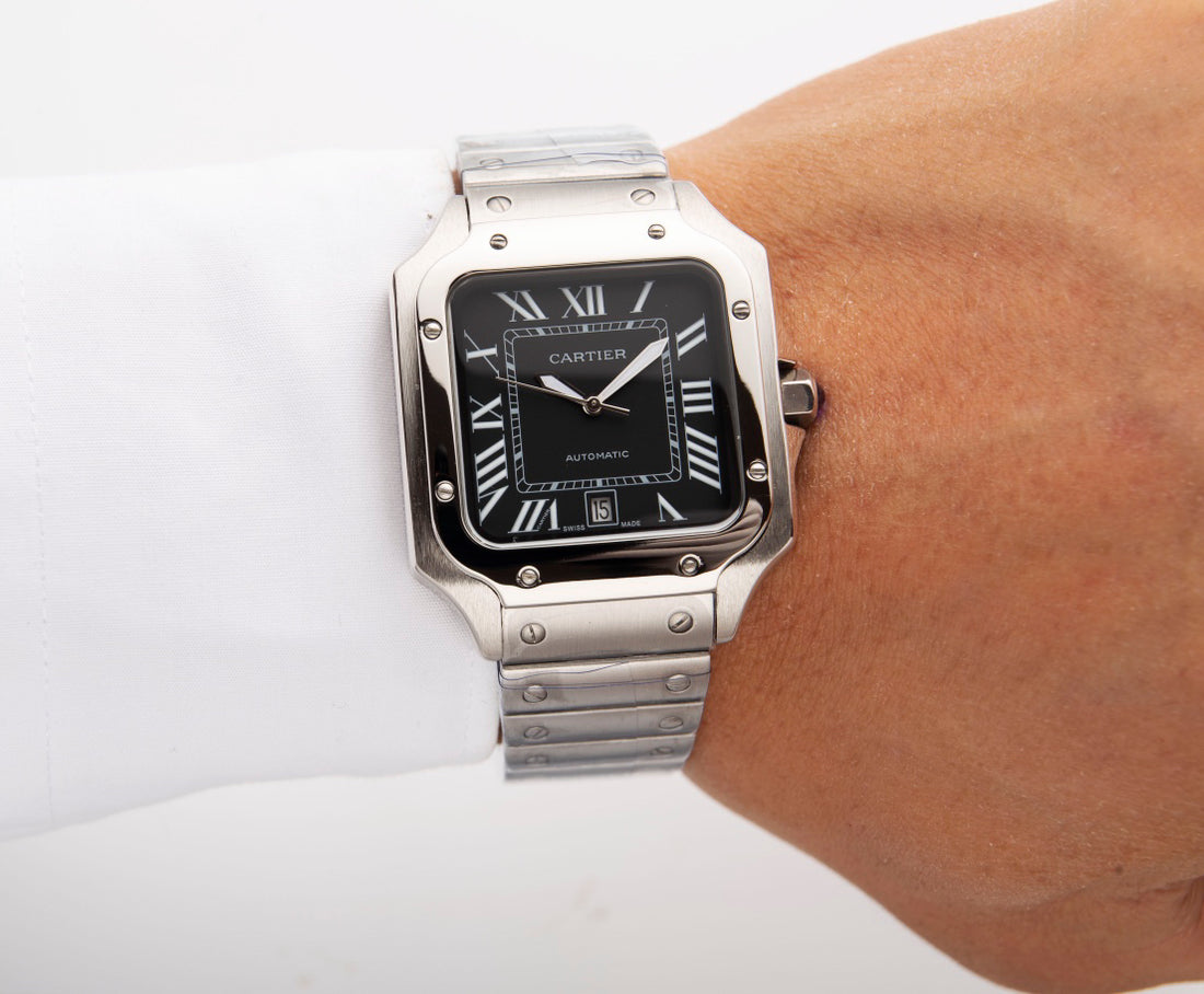 Square Case Watch, Steel, Large Model