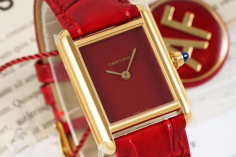 Rectangular Case Watch, Yellow Gold Tone, Medium Model