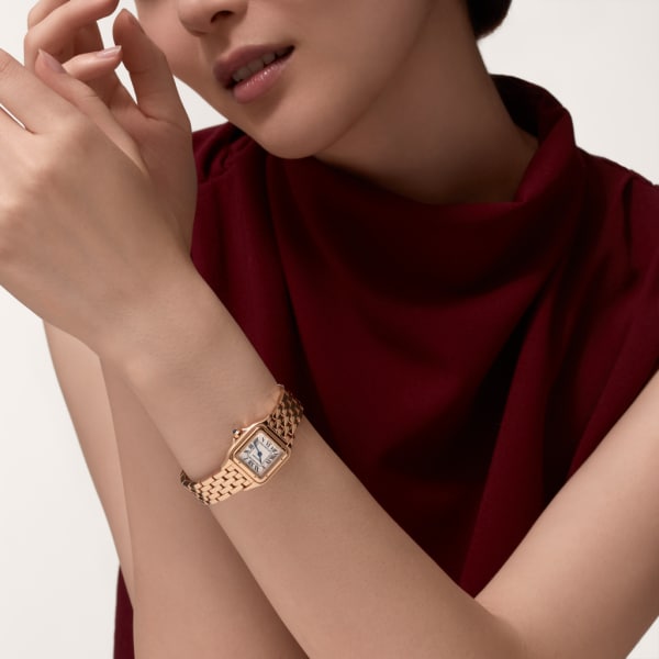 Square Link-Bracelet Watch, Rose Gold Tone, Small Model