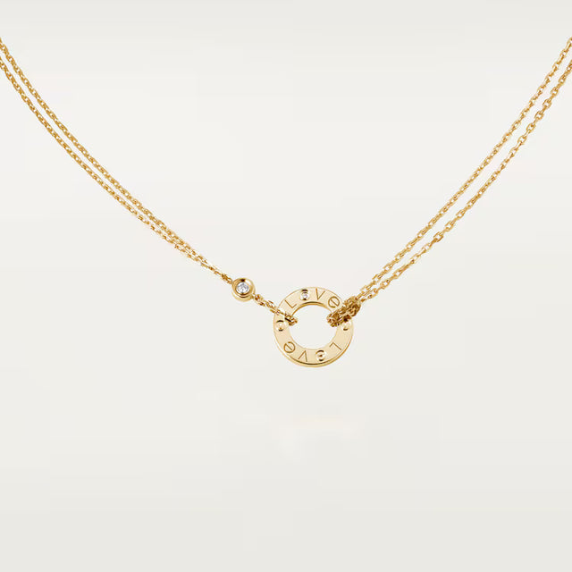 Screw-Motif Pendant Necklace, Stone-Set, Yellow Gold Tone