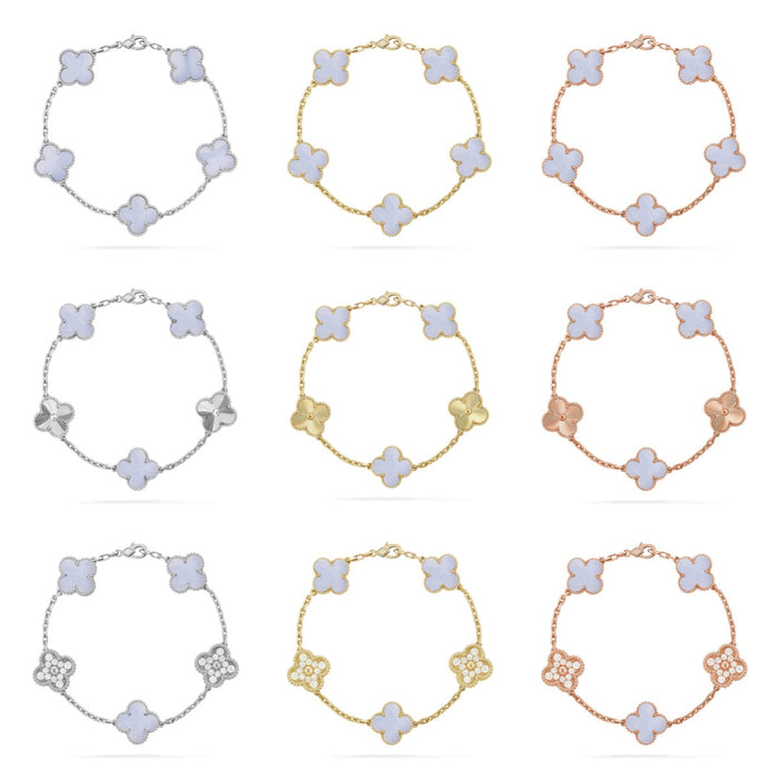 Quatrefoil 5 Motifs Bracelet, Purple Chalcedony