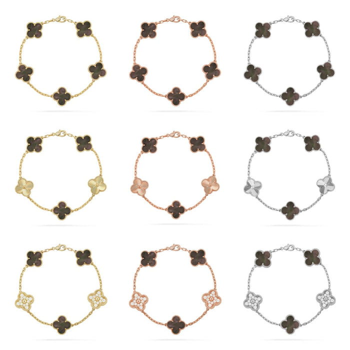 Quatrefoil 5 Motifs Bracelet, Gray Mother of Pearl