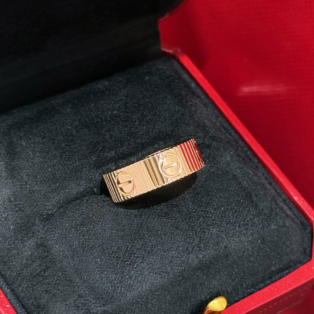 Screw-Motif Open Ring, Yellow Gold Tone
