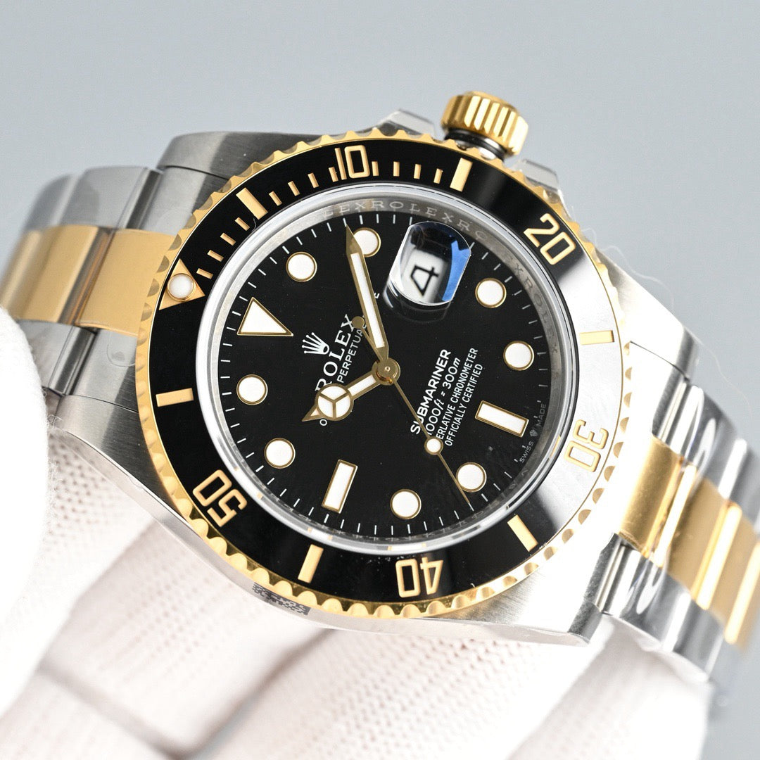 Dive-Style Watch, Yellow Gold Tone, Steel, 41 mm