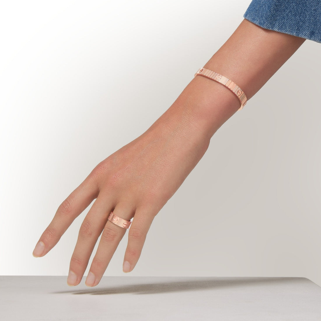 Screw-Motif Open Ring, Rose Gold Tone