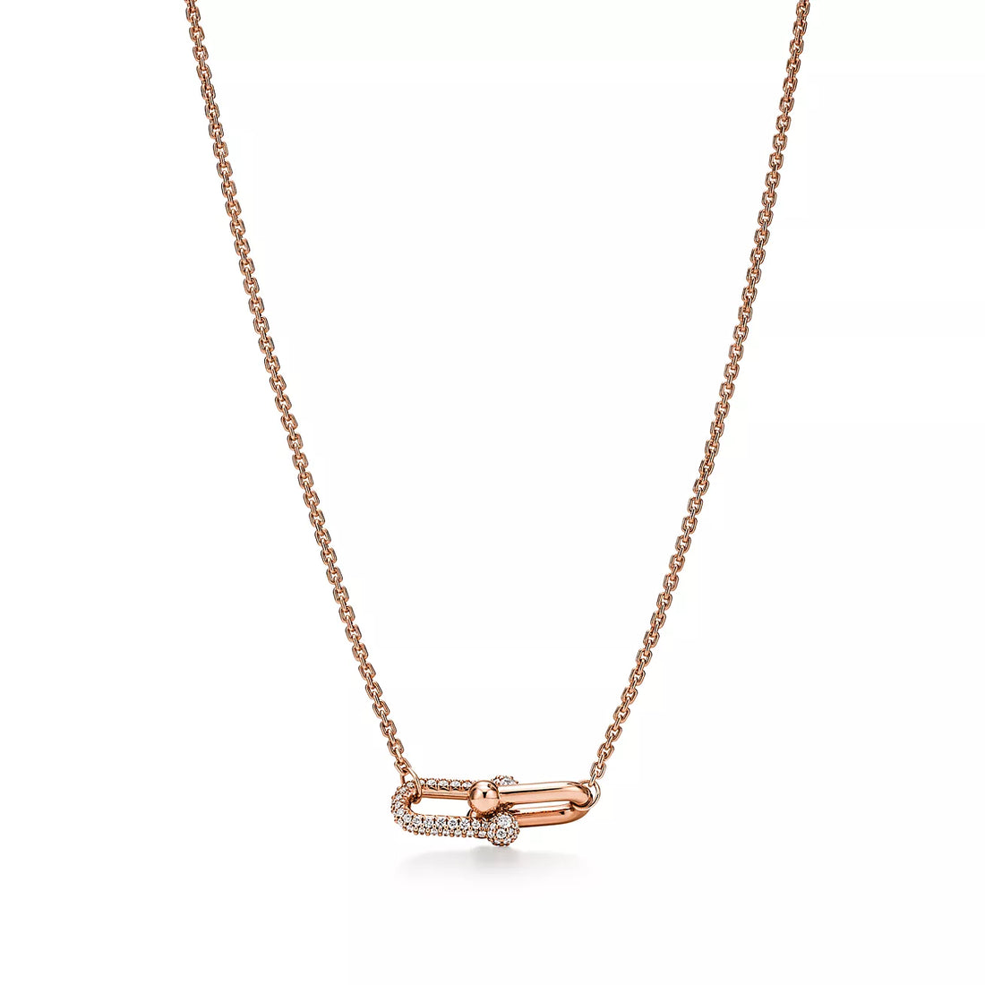Link Pendant Necklace, Rose Gold Tone, Stone-Set
